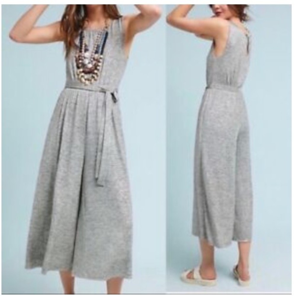 Anthropologie Women Meadow Rue Alchemist Metallic Silver Sleeveless Jumpsuit XS